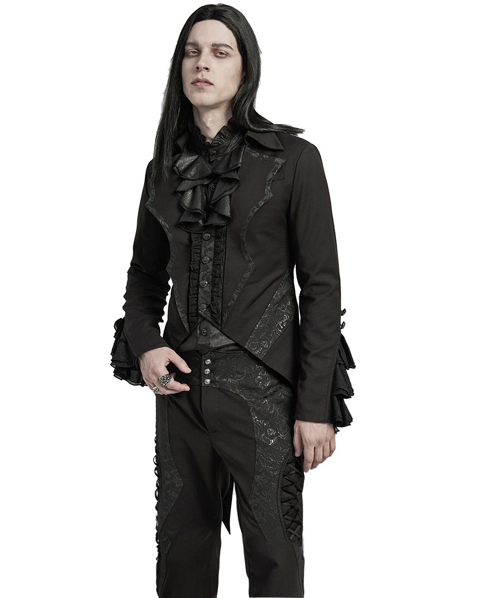 WY-1599LDM-BKM Mens Gothic Aristocrat Batwing Cutaway Tailcoat Jacket