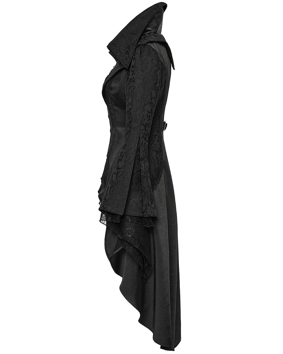 WY-1736XCF-BKF Womens Regency Gothic Jacquard Cutaway Frock Coat