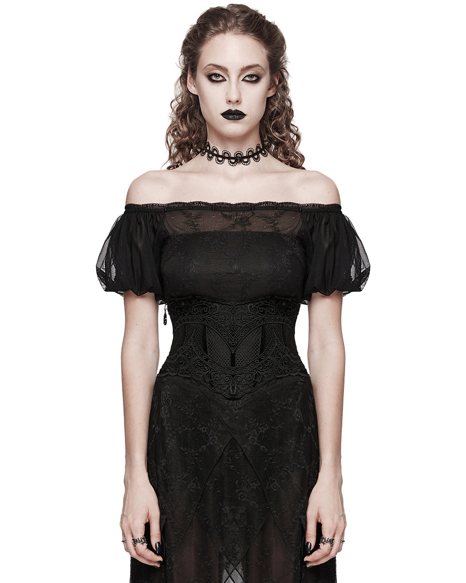 WS-615YDF-BKF Elegant Gothic Lace Applique Cincher Corset