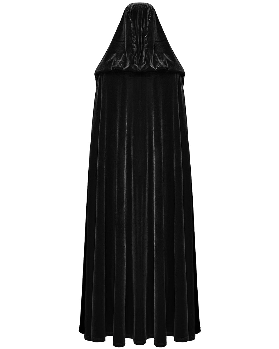 WY-1642DPF Womens Long Gothic Velvet & Lace Hooded Cloak