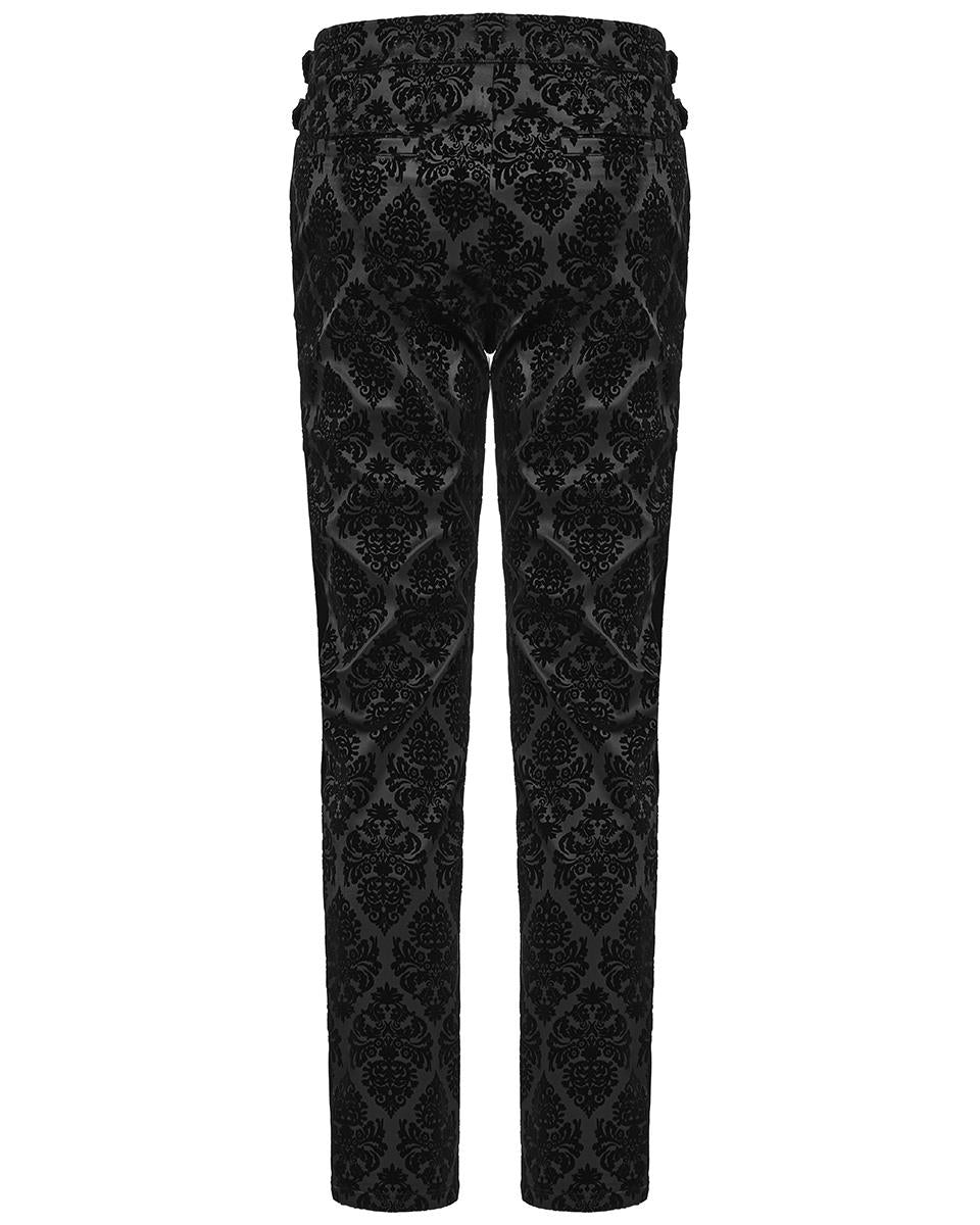 WK-673XCM Mens Gothic Victorian Velvet Damask Dress Pants