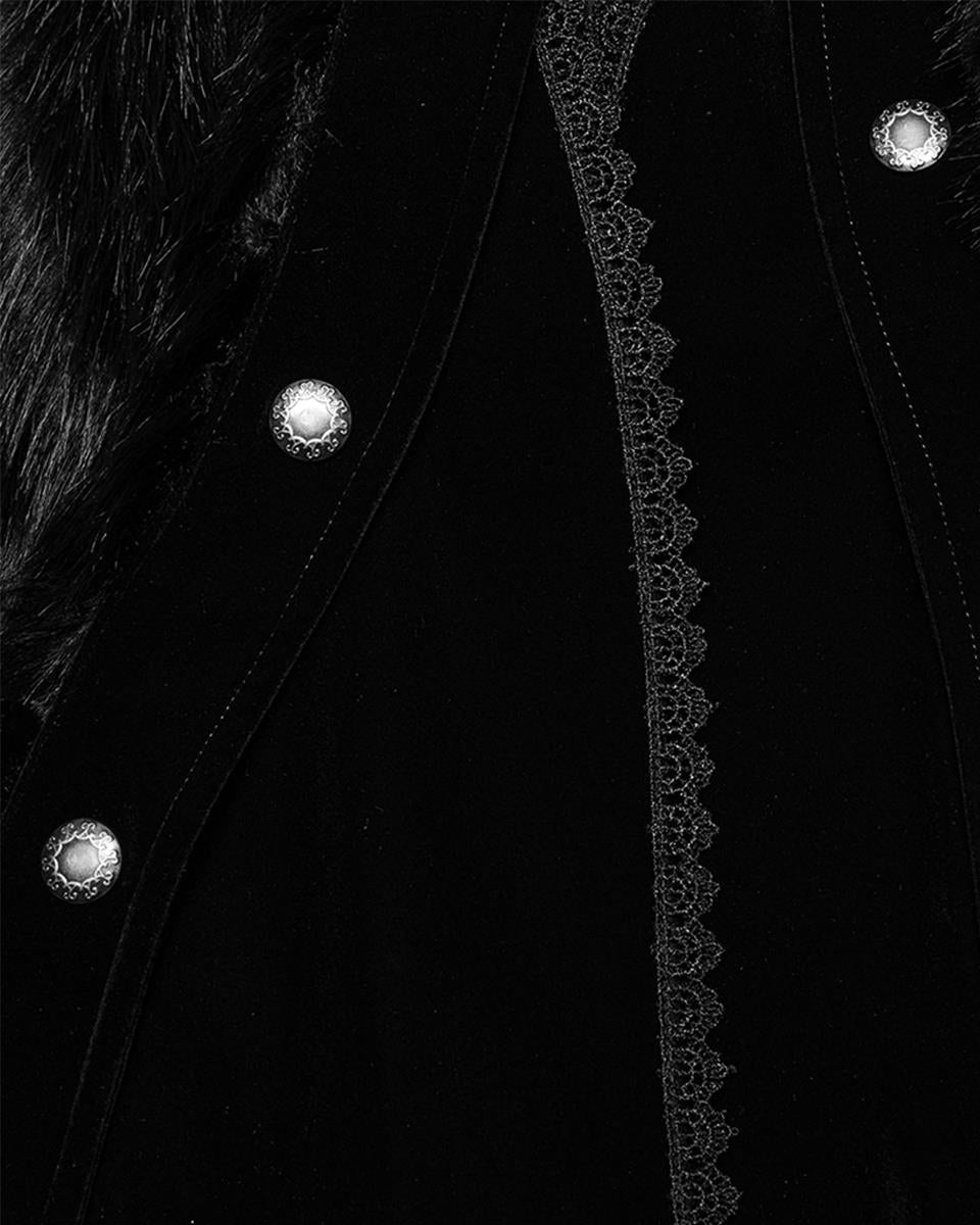WY-1559DPM-BKM Mens Long Gothic Velvet & Faux Fur Travelling Cloak
