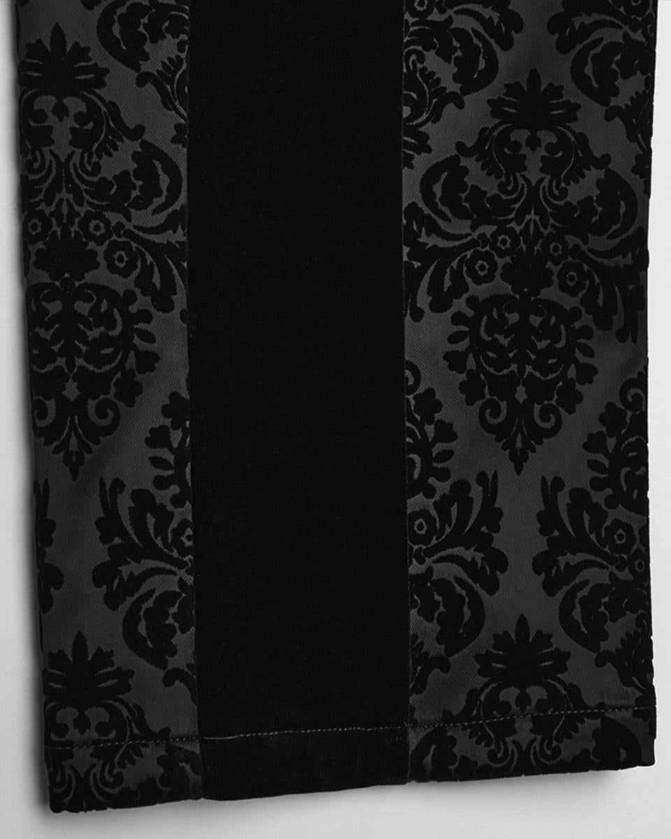 WK-673XCM Mens Gothic Victorian Velvet Damask Dress Pants