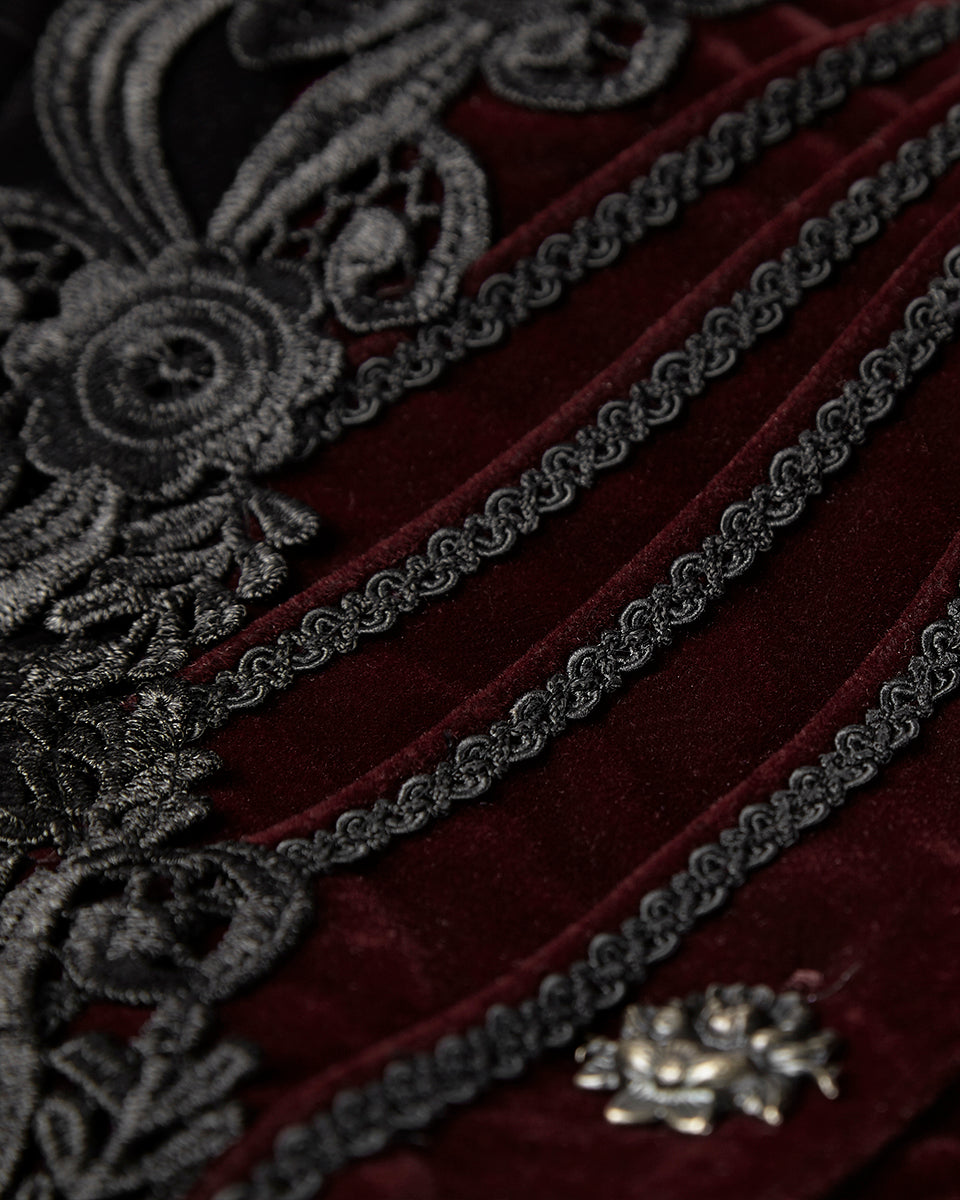 Y-769 Womens Gothic Jacket - Black & Red Velvet