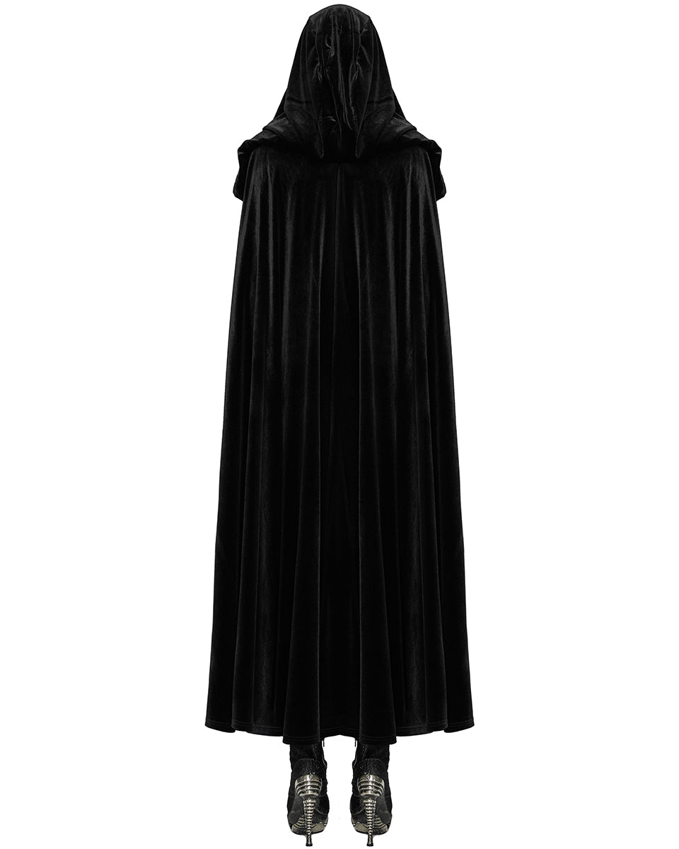 WY-1642DPF Womens Long Gothic Velvet & Lace Hooded Cloak