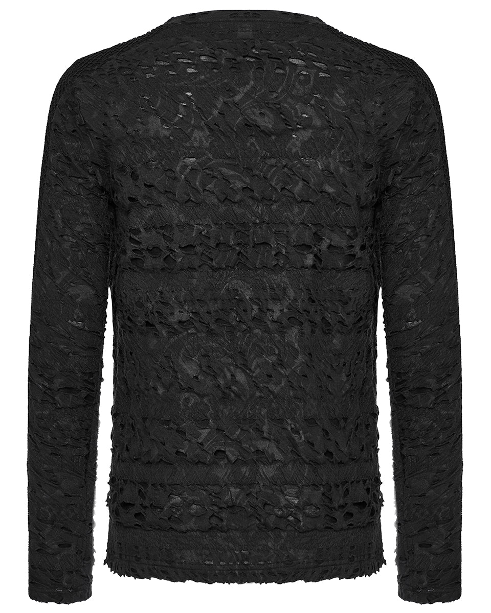 PR-WT-831TCM-BKM Mens Apocalyptic Gothic Textured Knit Top