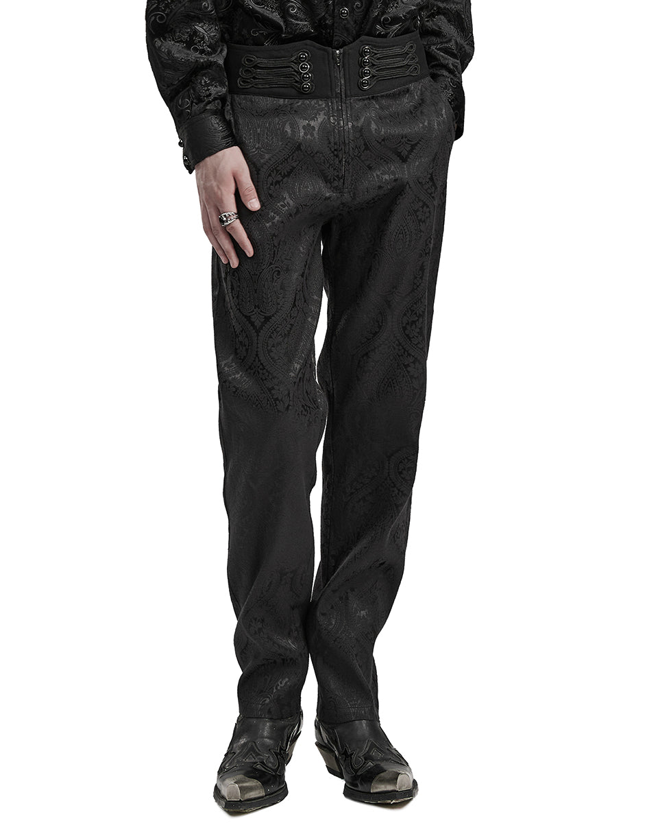 WK-589XCM-BKM Mens Gothic Damask Jacquard Dress Pants