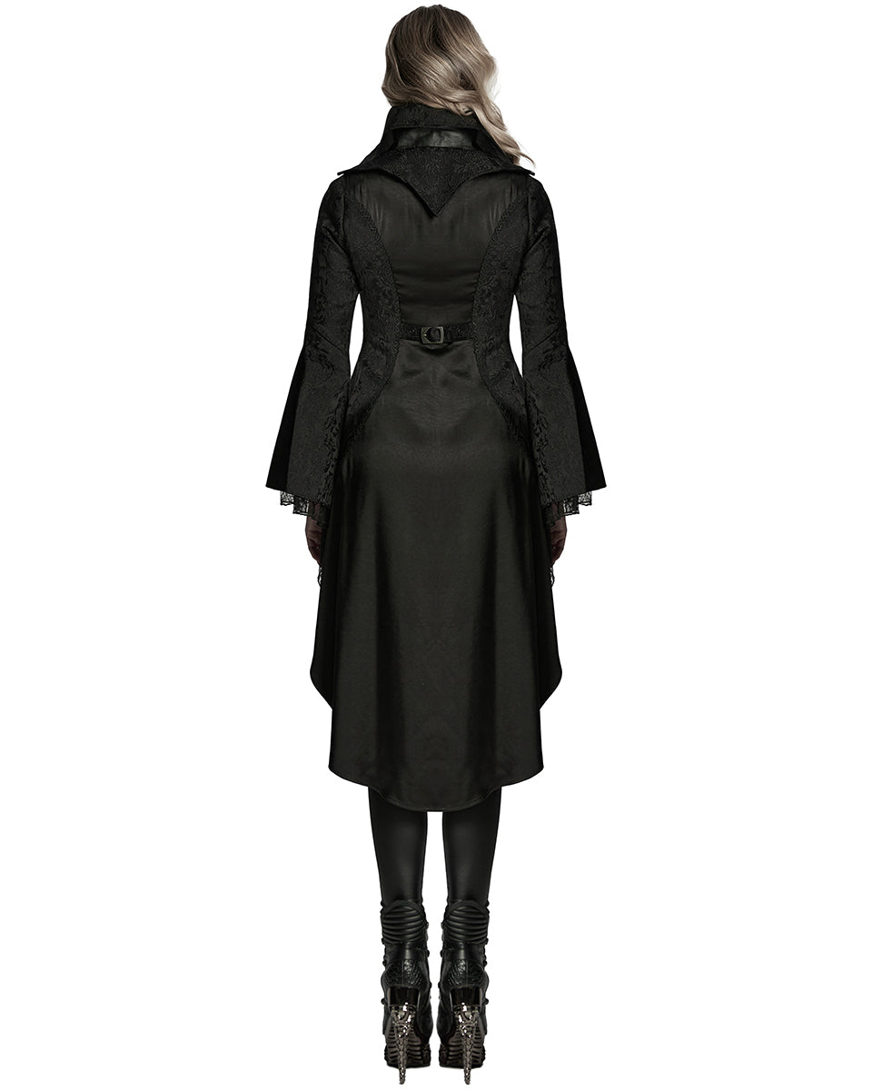 WY-1736XCF-BKF Womens Regency Gothic Jacquard Cutaway Frock Coat