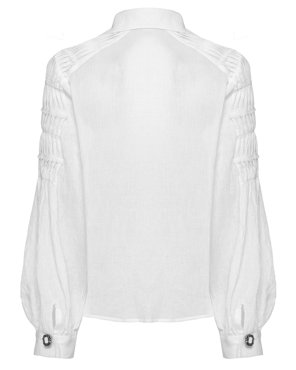 WY-1526CCF-WHF Womens Steampunk Pirate Blouse Top - White