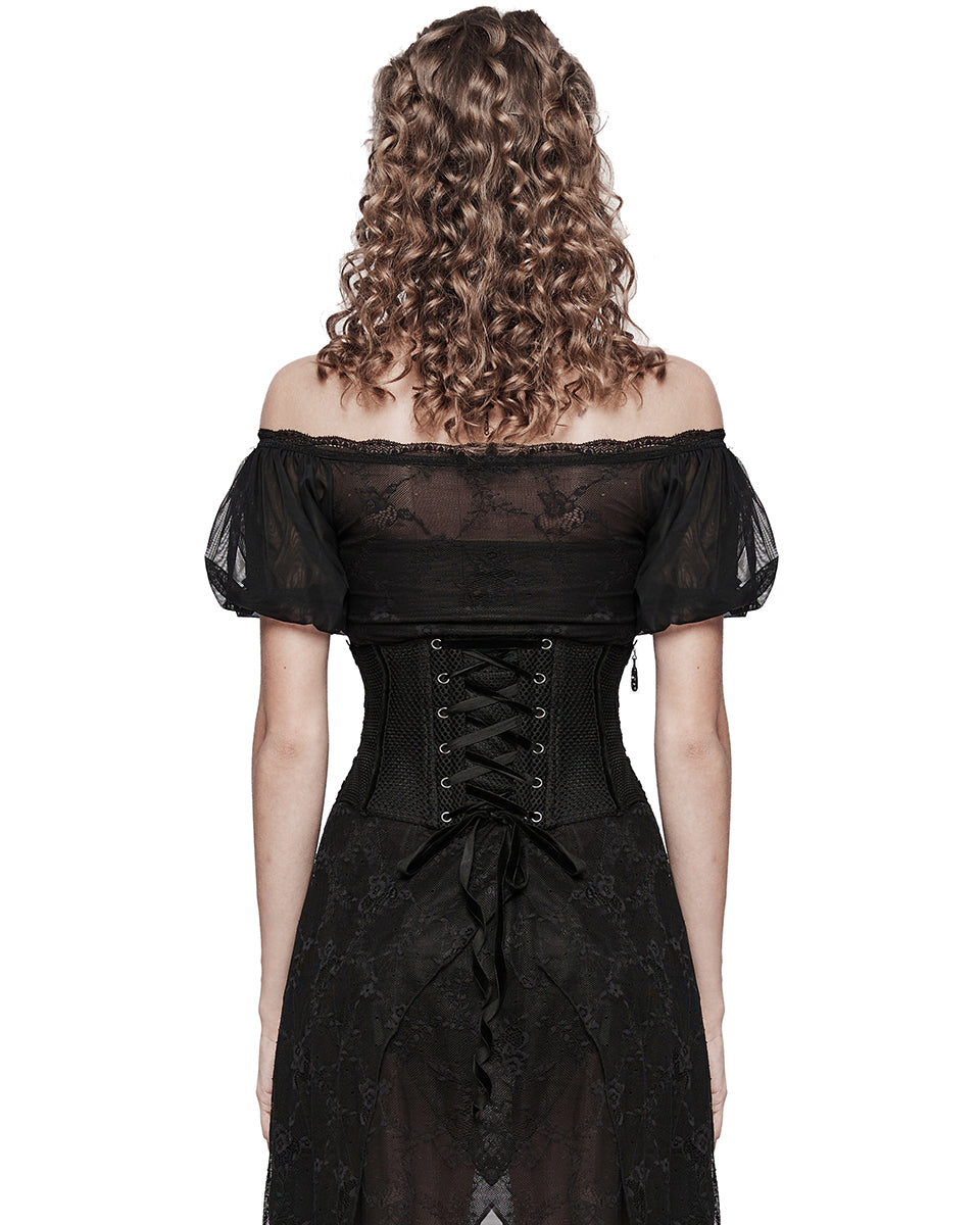 WS-615YDF-BKF Elegant Gothic Lace Applique Cincher Corset