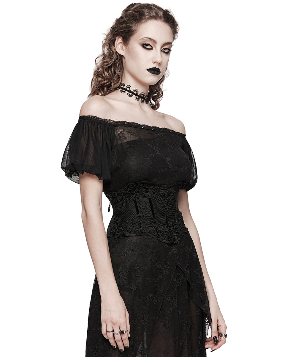 WS-615YDF-BKF Elegant Gothic Lace Applique Cincher Corset