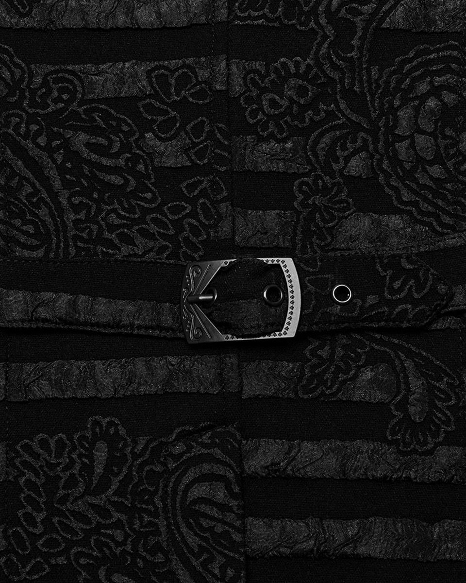 WY-1621MJM-BKM Mens Dark Gothic Striped Paisley Waistcoat Vest