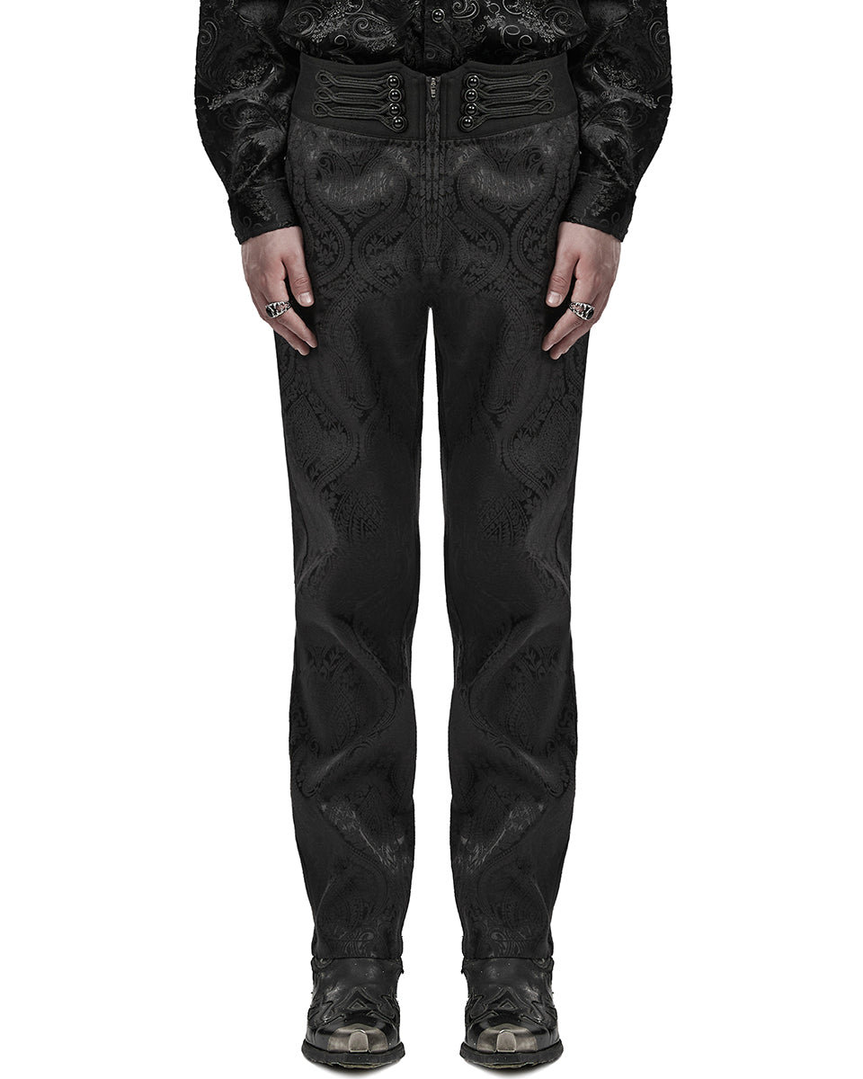 WK-589XCM-BKM Mens Gothic Damask Jacquard Dress Pants
