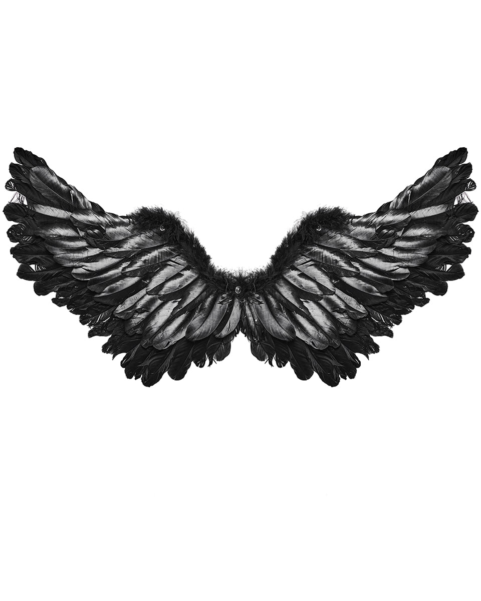 WS-609BDF-BKF Womens Fallen Angel Gothic Feathered Wings Harness - Black