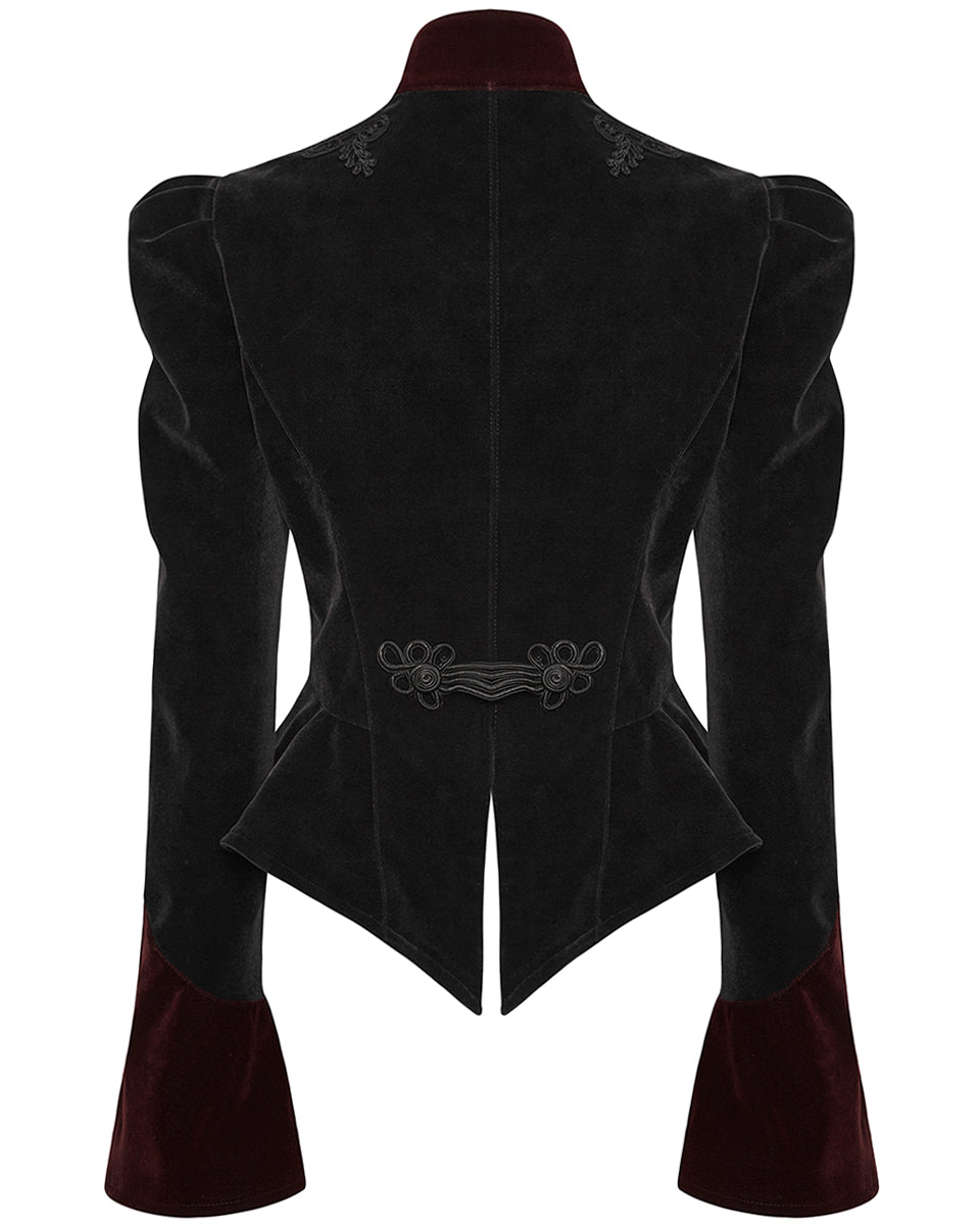 Y-769 Womens Gothic Jacket - Black & Red Velvet