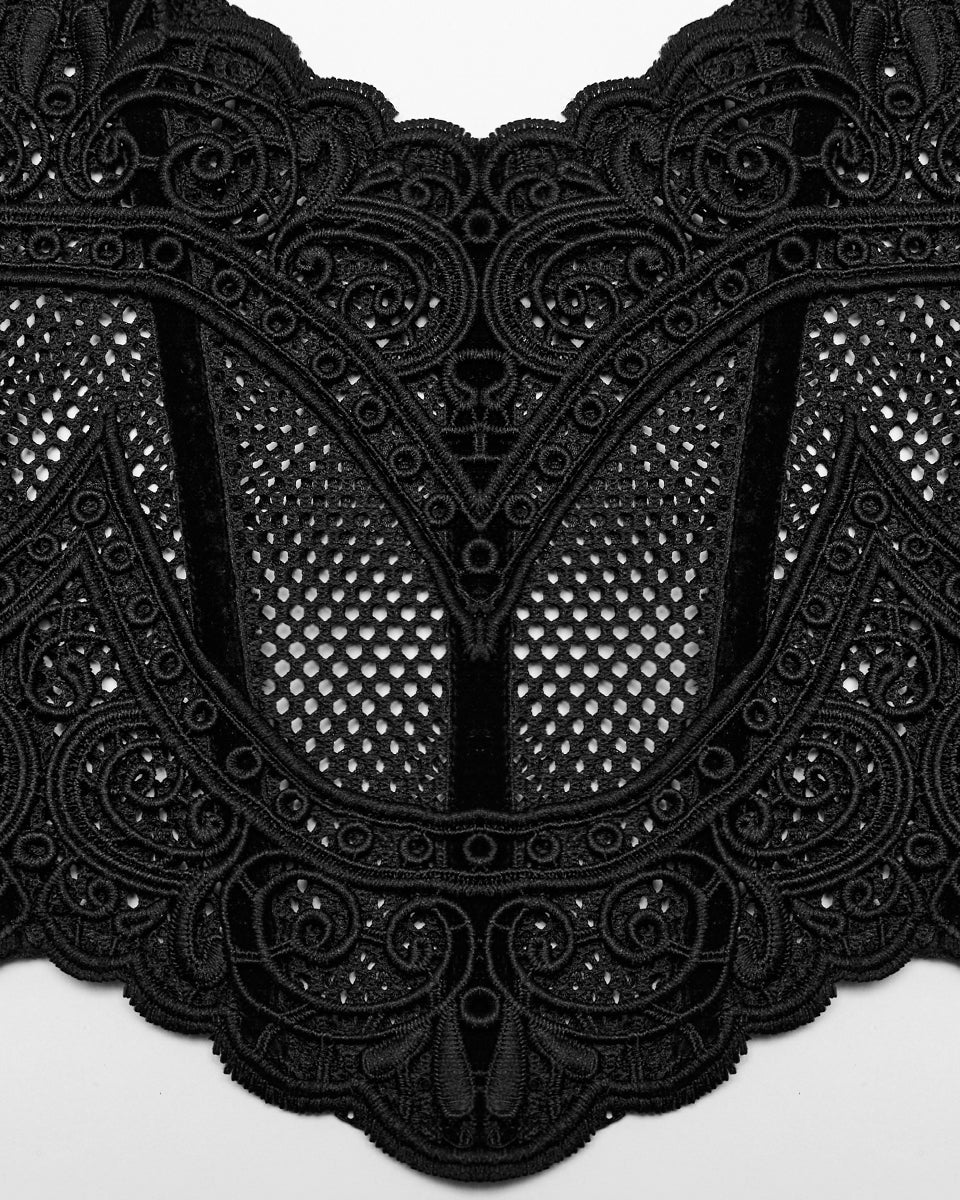 WS-615YDF-BKF Elegant Gothic Lace Applique Cincher Corset