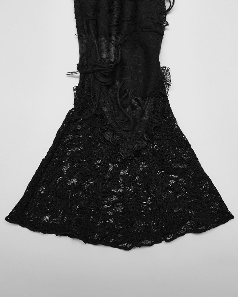 DT-796TCF-BKF Plus Size Womens Apocalyptic Gothic Lace-Up Tunic Top