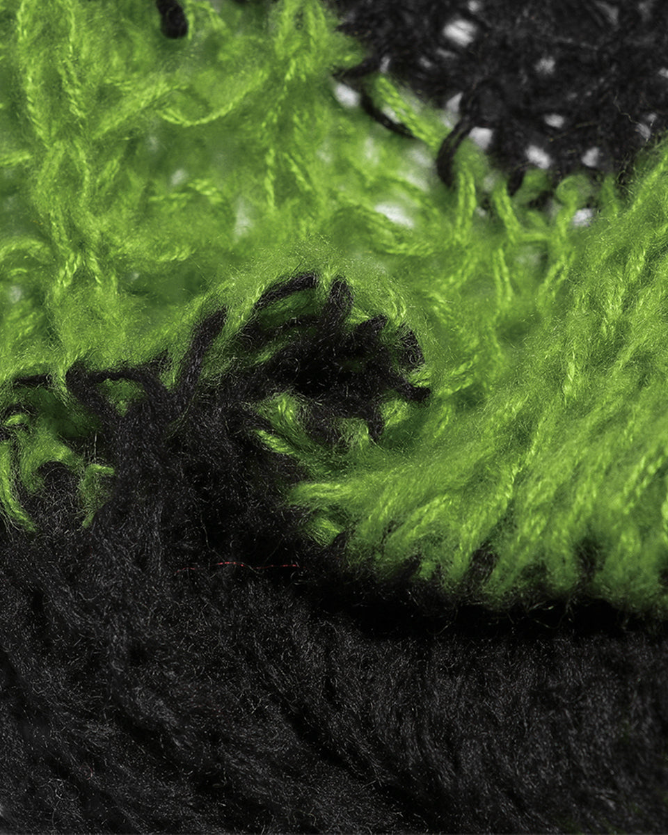 S-554 Shredded Broken Knit Flared Leg Warmers - Black & Green