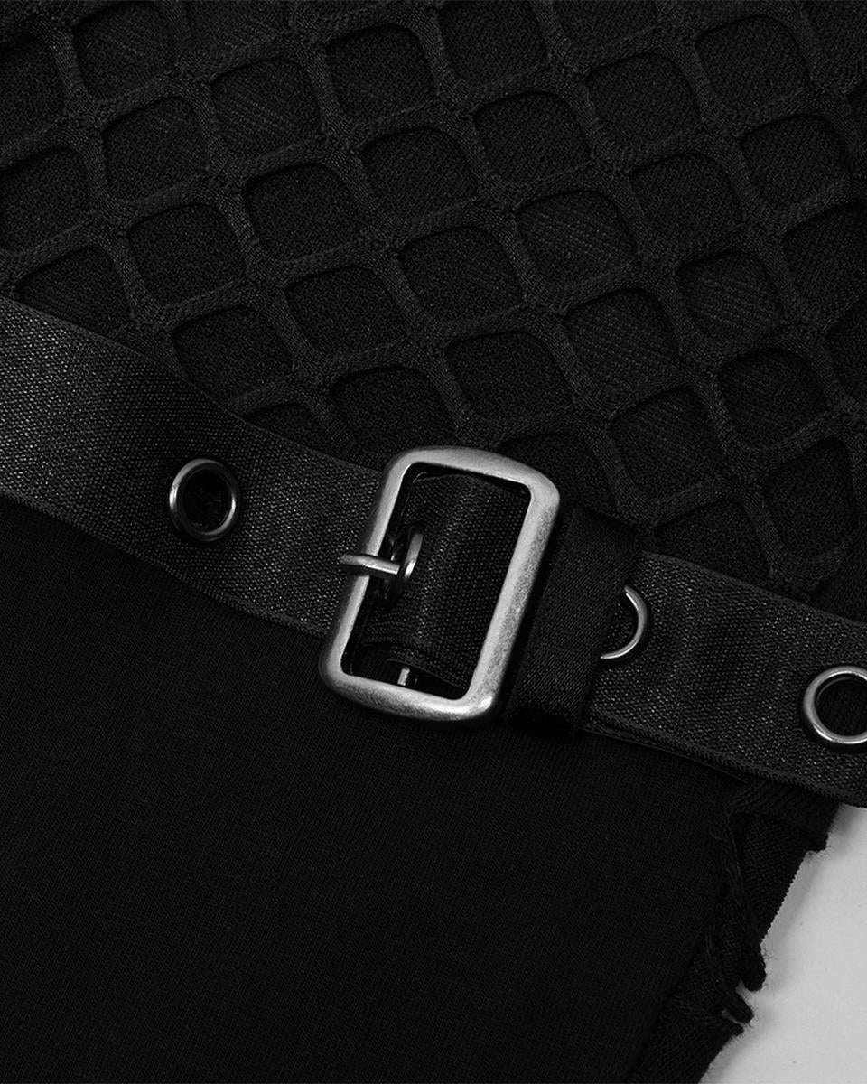 WK-485 Womens Apocalyptic Punk Broken Knit Flared Leggings