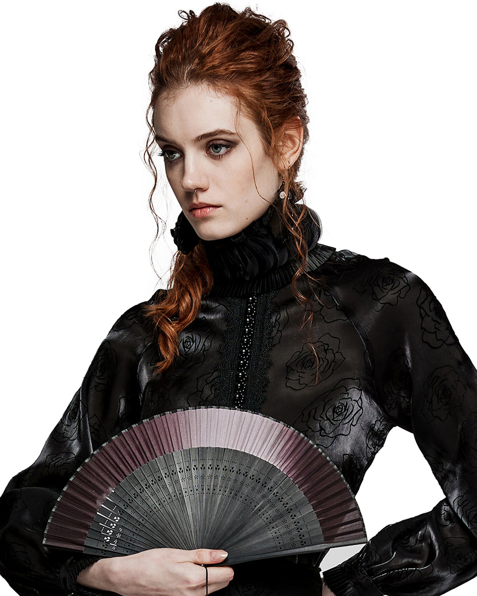 PR-WS-573QTF-COF Womens Folding Gothic Gradient Fan - Bronze