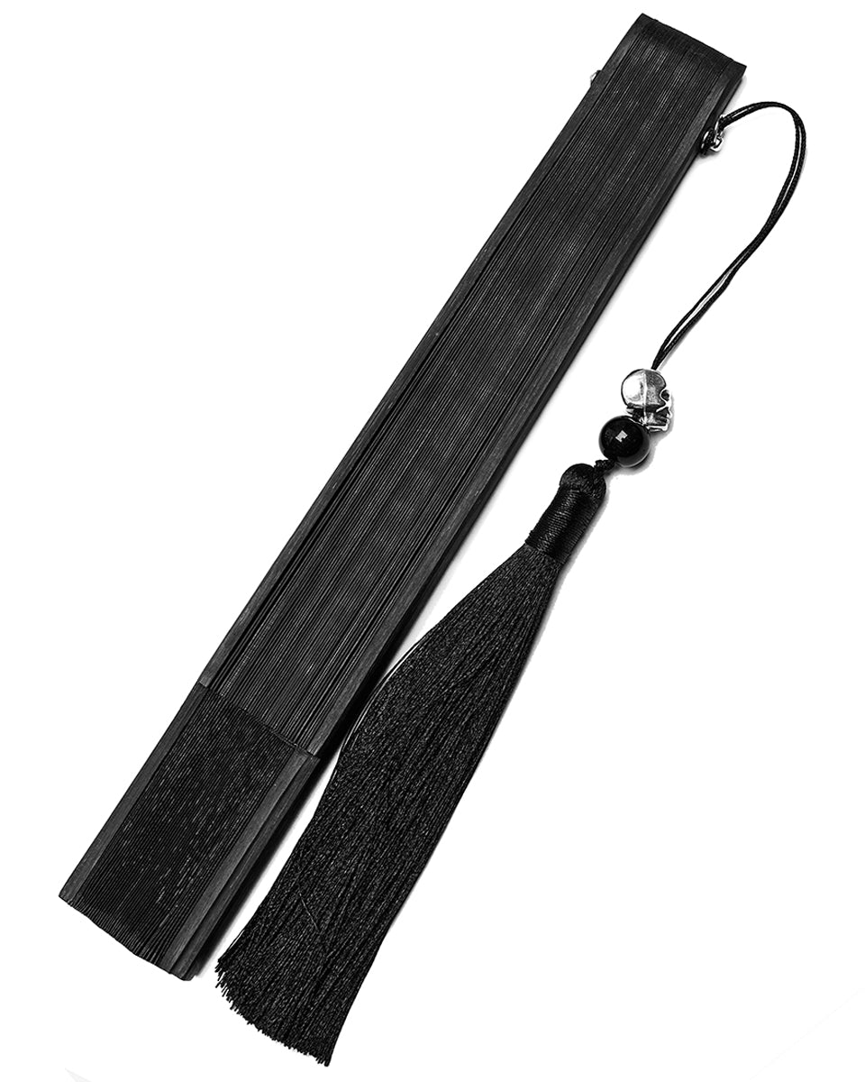 WS-574QTF-BKF Womens Folding Gothic Skull & Vines Fan - Black & White