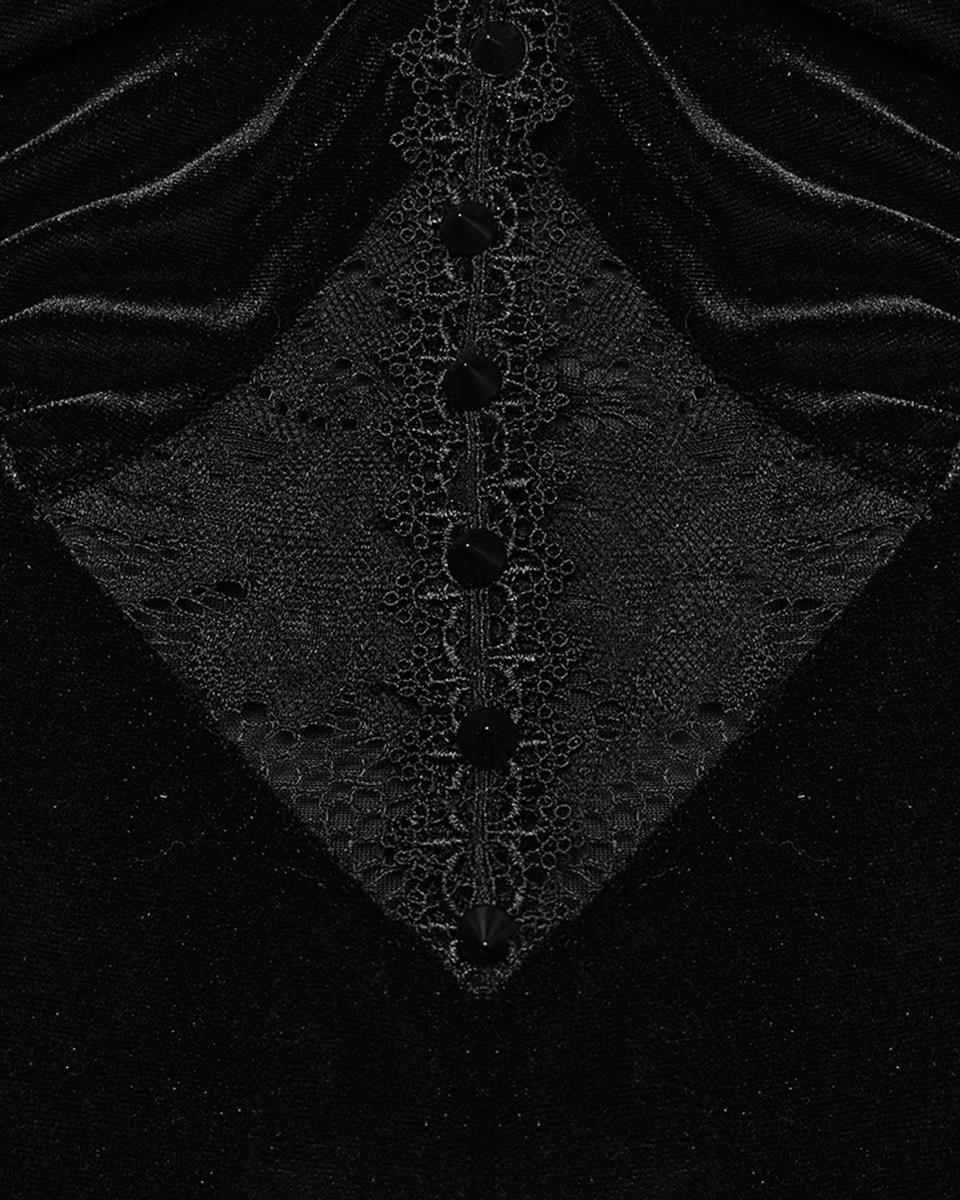 DQ-731LQF Plus Size Womens Gothic Velvet & Lace Dark Hearts Maxi Dress