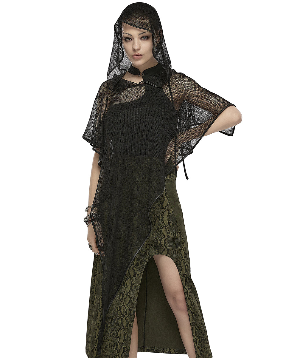 OPS-295 Daily Life Womens Urban Occult Asymmetric Hooded Mesh Scarf