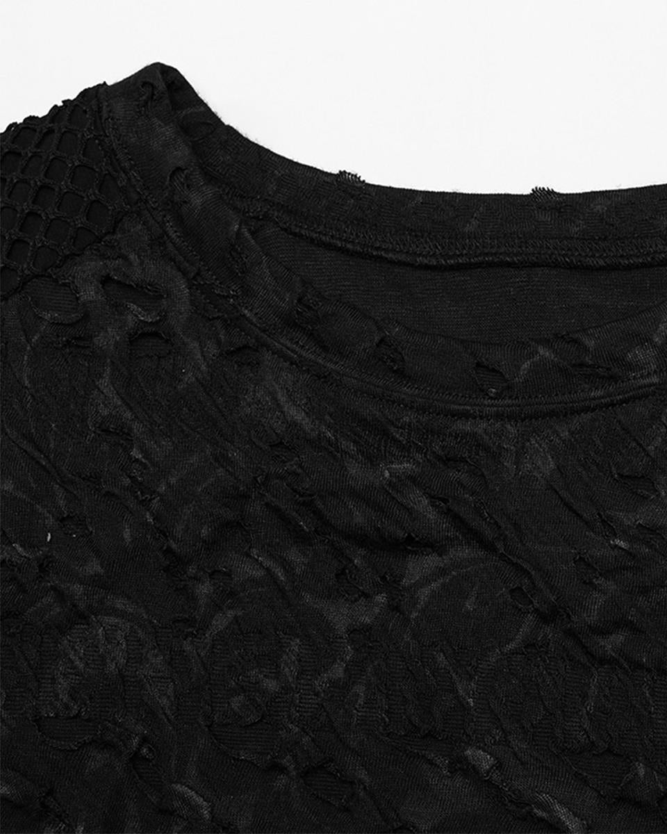 PR-WT-831TCM-BKM Mens Apocalyptic Gothic Textured Knit Top