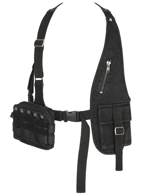 Y1517-BKM Mens Tactical Apocalyptic Gothic Utility Pocket Harness Top