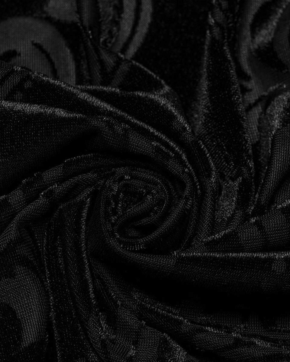 WY-1595CCM-BKM Mens Gothic Devore Velvet Royal Damask Dress Shirt