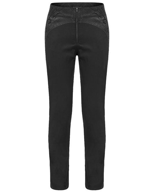 WK-601XCM-BKM Mens Gothic Paisley Jacquard Trim Dress Pants