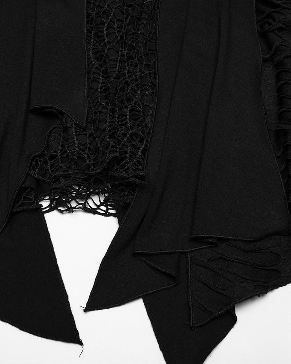 OQ-809LQF Daily Life Apocalyptic Gothic Spliced Broken Knit Mesh Patchwork Dress
