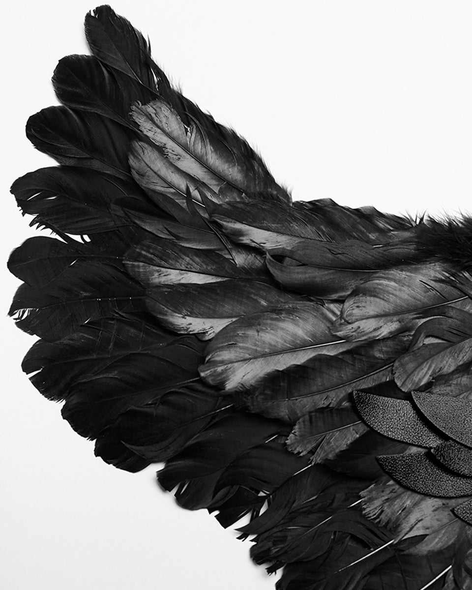 WS-609BDF-BKF Womens Fallen Angel Gothic Feathered Wings Harness - Black