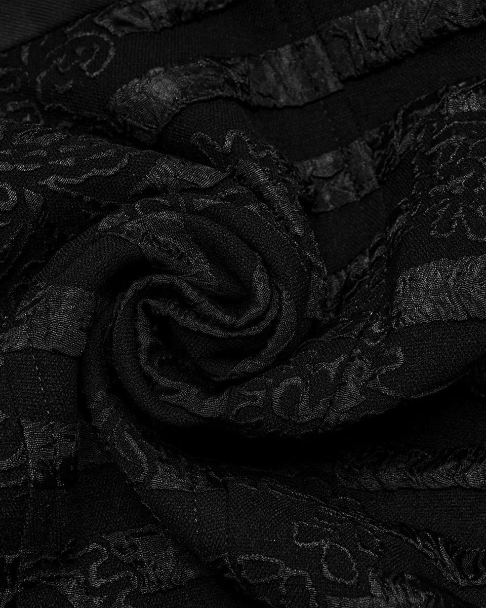 WY-1621MJM-BKM Mens Dark Gothic Striped Paisley Waistcoat Vest