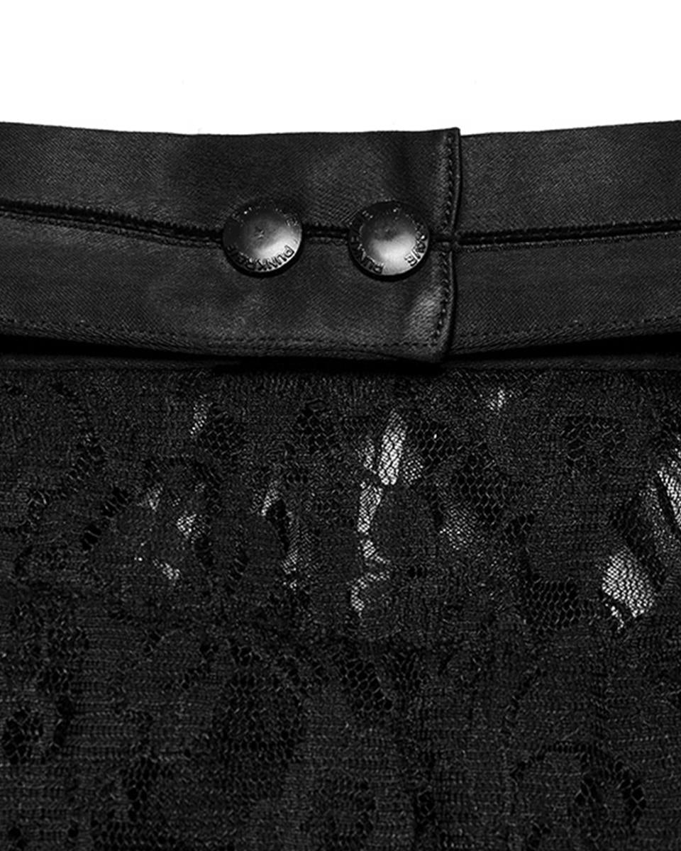 WS-745LHM Mens Gothic Aristocrat Embroidered Lace Jabot Cravat - Black