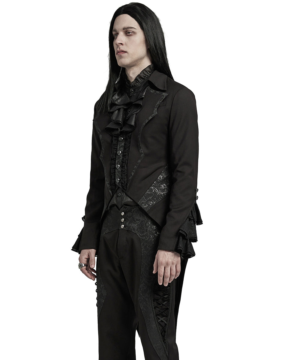 WY-1599LDM-BKM Mens Gothic Aristocrat Batwing Cutaway Tailcoat Jacket