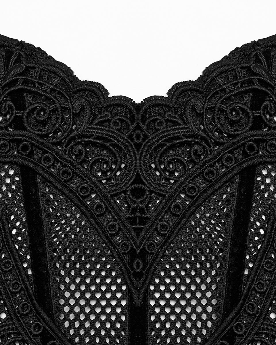 WS-615YDF-BKF Elegant Gothic Lace Applique Cincher Corset