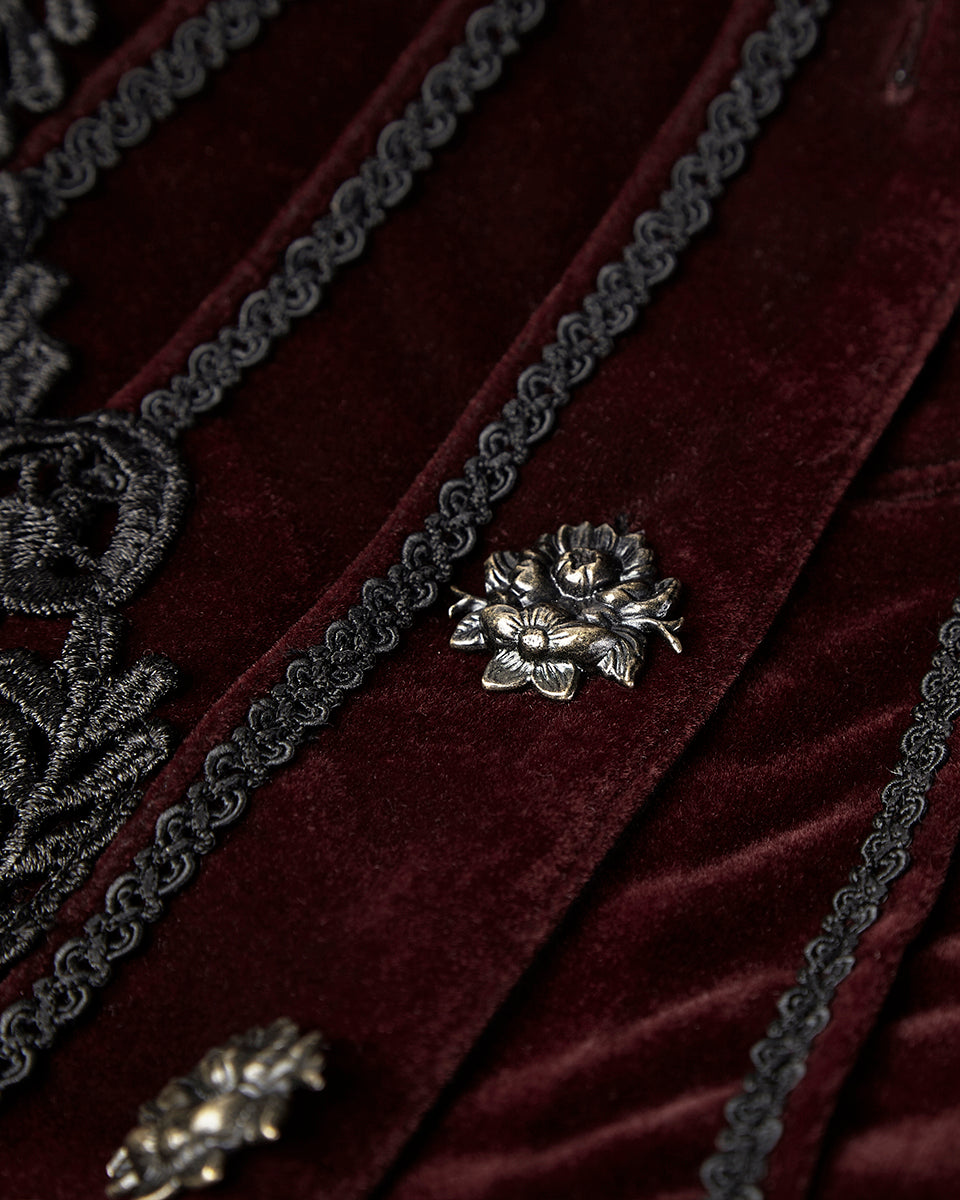 Y-769 Womens Gothic Jacket - Black & Red Velvet