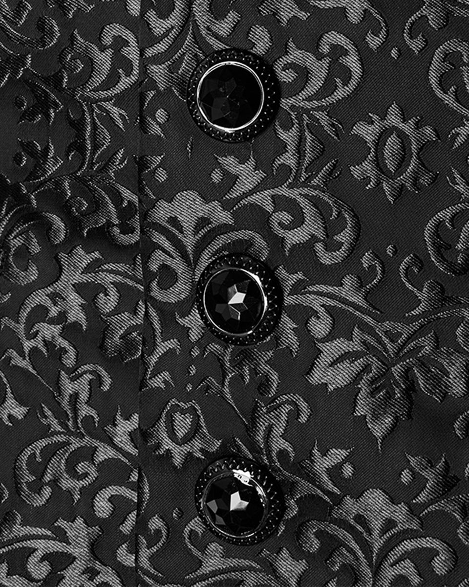 WY-1549MJM-BKM Mens Gothic Aristocrat Damask Jacquard Waistcoat Vest - Black