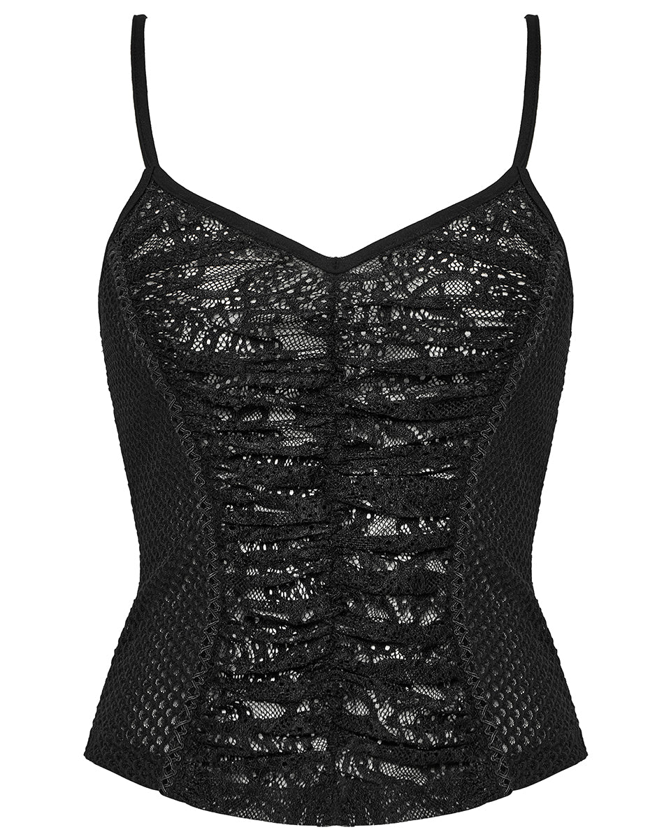 WT-972DDF Womens Elegant Gothic Lace Inset Camisole Vest Top