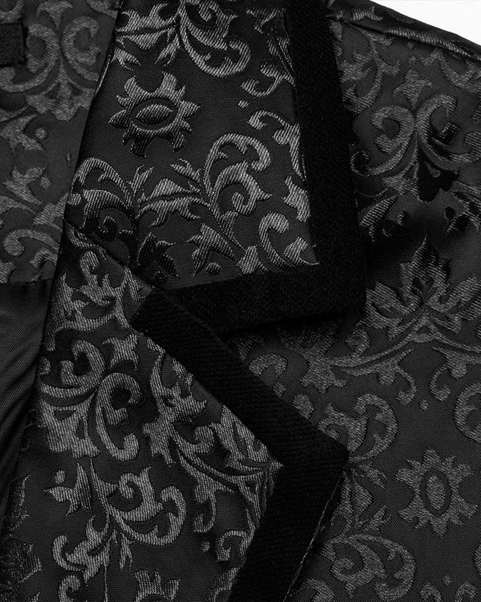 WY-1549MJM-BKM Mens Gothic Aristocrat Damask Jacquard Waistcoat Vest - Black