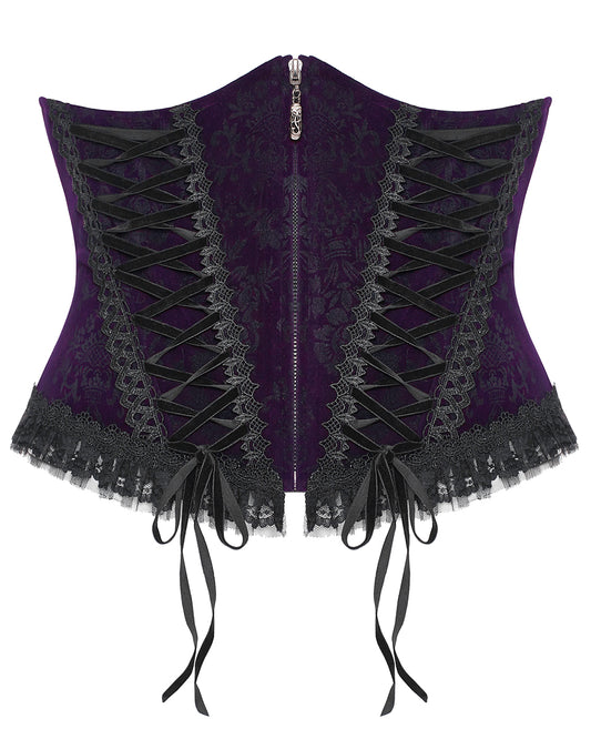 DS-564YDF-BKVIF Gothic Victorian Damask Cincher Corset - Extended Size Range - Purple Velvet