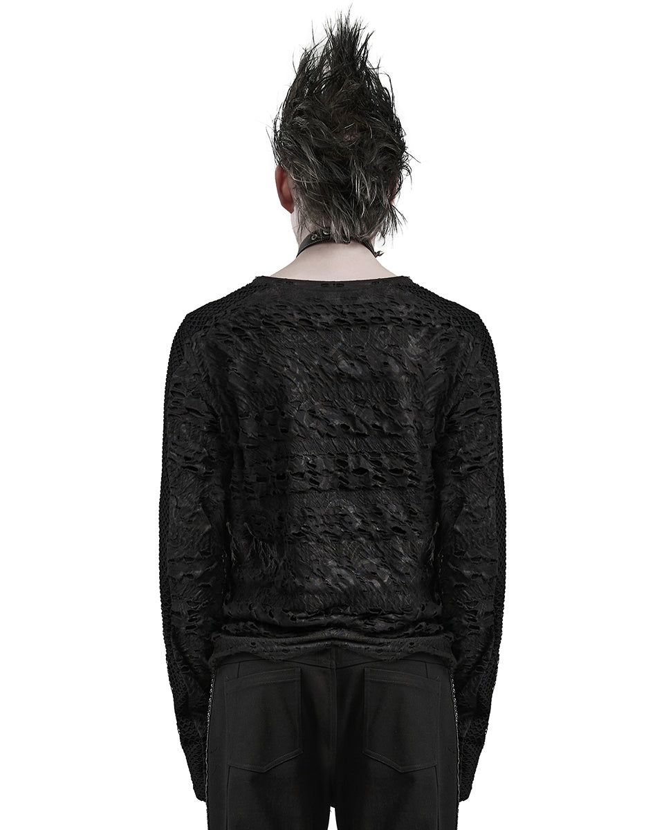 PR-WT-831TCM-BKM Mens Apocalyptic Gothic Textured Knit Top