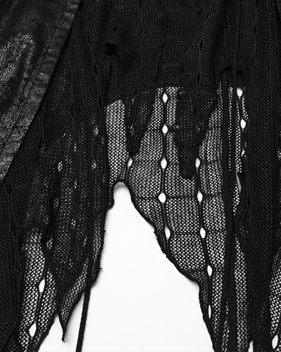 WY-1737MJF-BKF Womens Dark Gothic Punk Asymmetric Long Waistcoat Vest