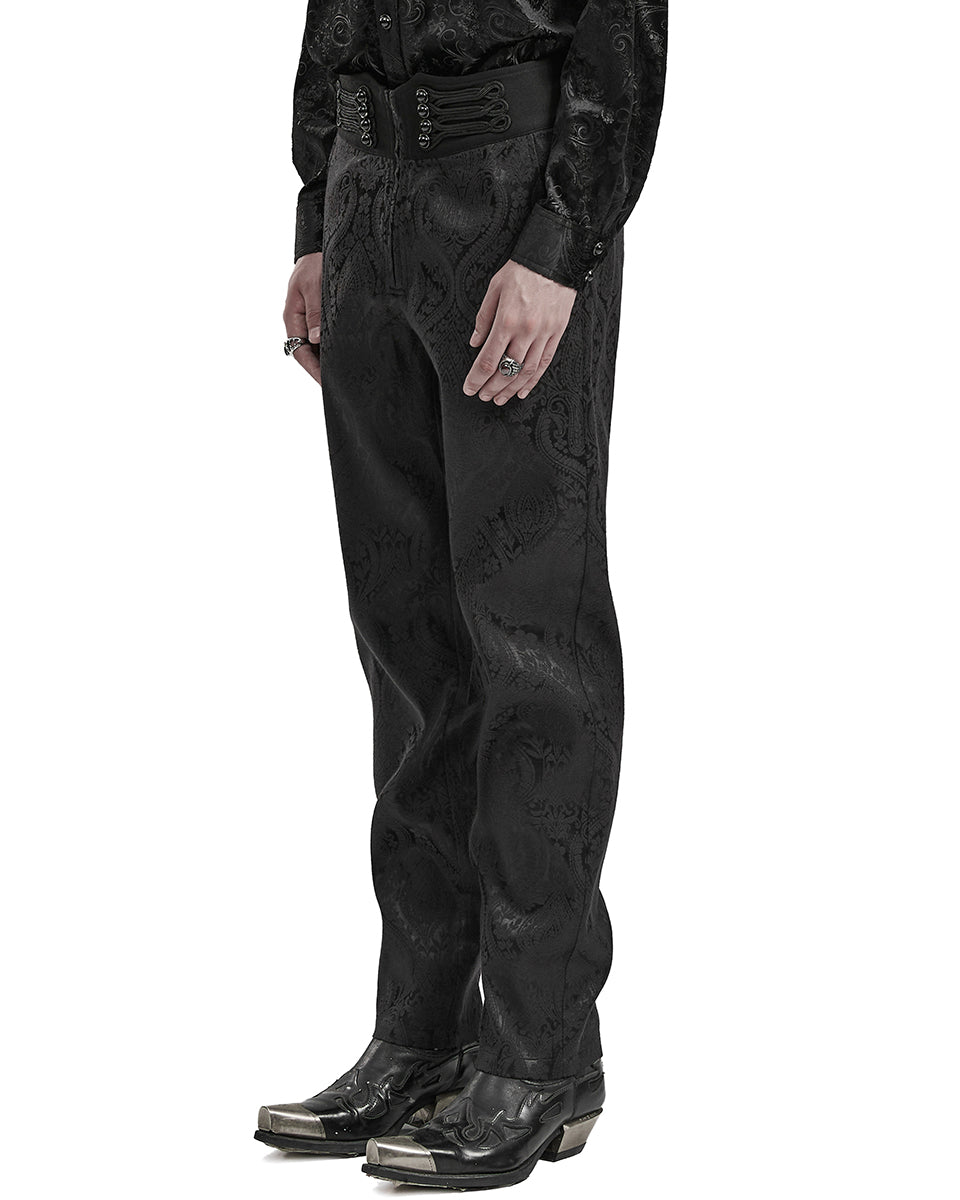 WK-589XCM-BKM Mens Gothic Damask Jacquard Dress Pants