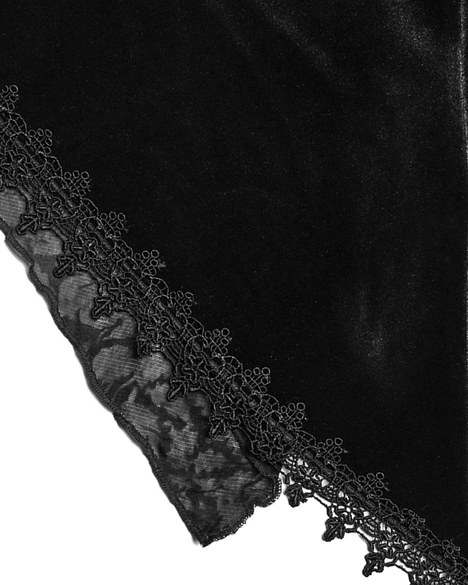 PR-DY-1510LCF-BKF Womens Gorgeous Gothic Lace Applique Hooded Coat - Extended Size Range - Black Velvet