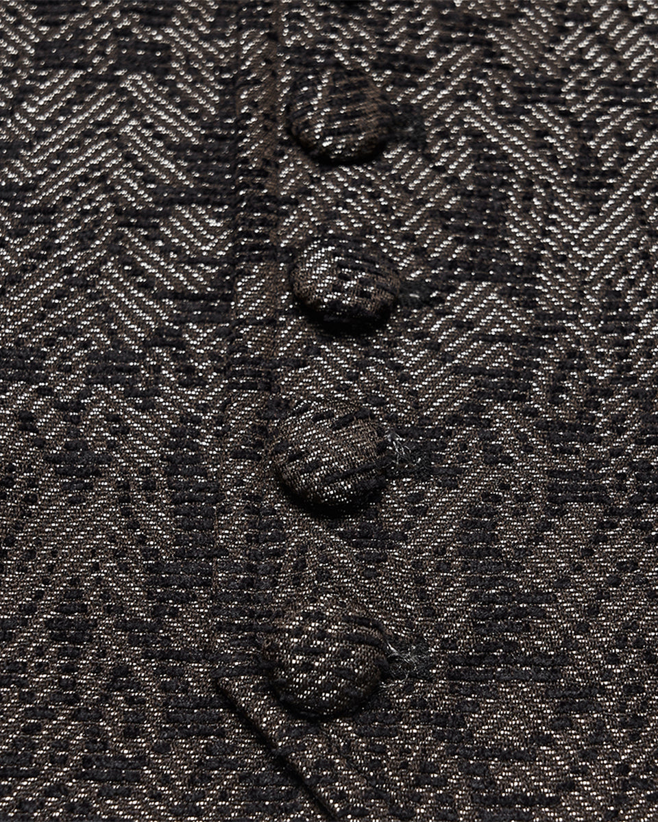 PR-WY-2014MJM-BKCOM Mens Dark Gothic Steampunk Jacquard Waistcoat Vest - Brown & Black