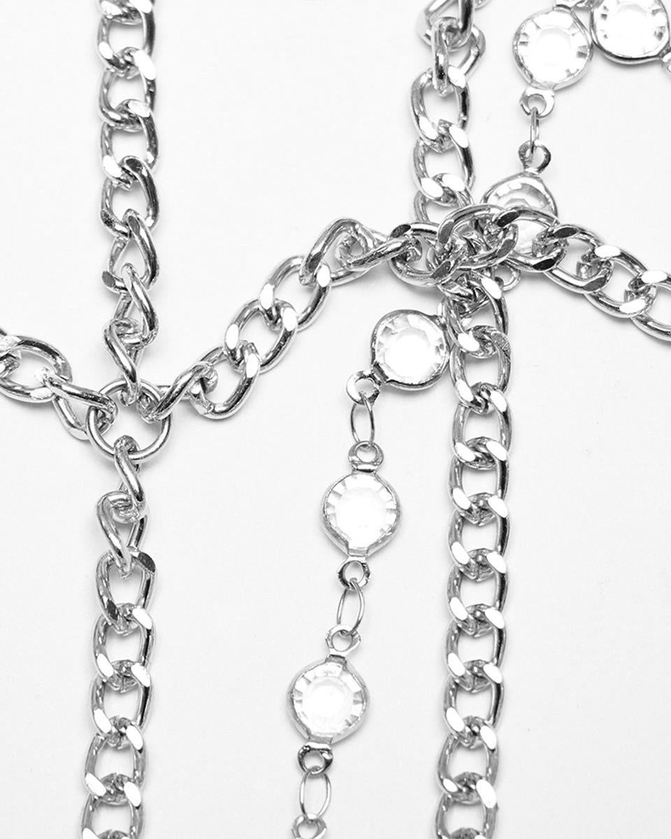 WS-605FSF-SIF Womens Gothic Crown Of Skulls Chained Tiara
