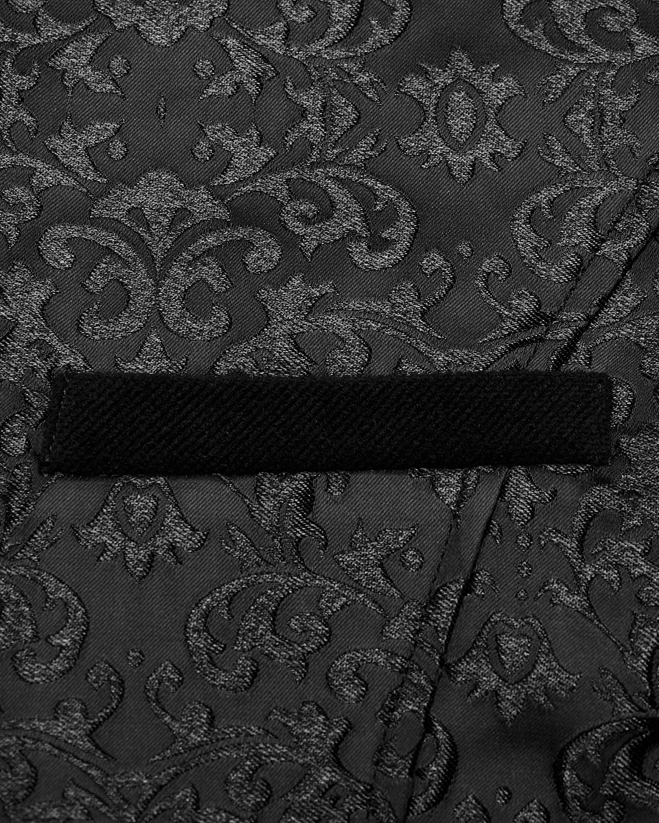 WY-1549MJM-BKM Mens Gothic Aristocrat Damask Jacquard Waistcoat Vest - Black
