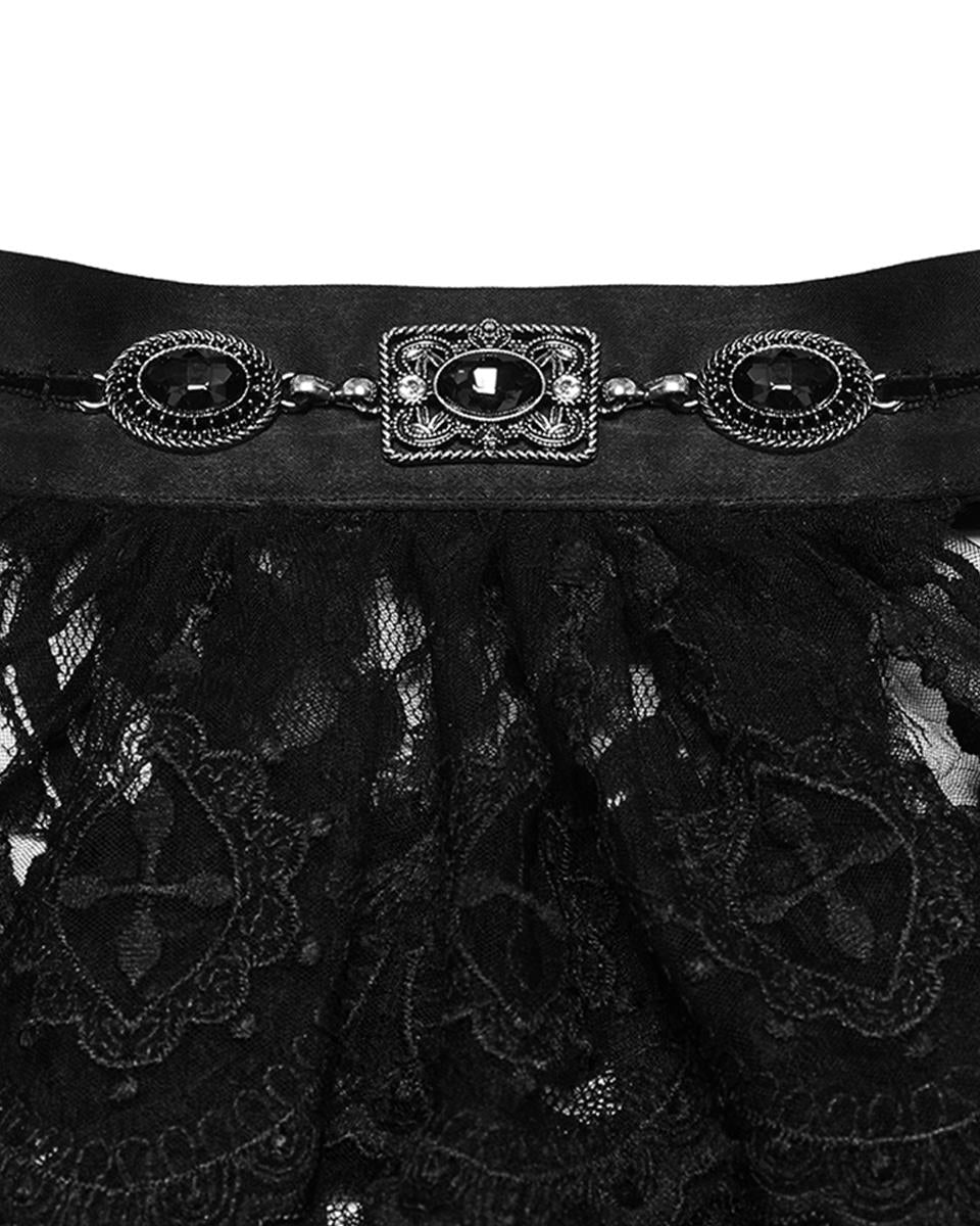 WS-745LHM Mens Gothic Aristocrat Embroidered Lace Jabot Cravat - Black